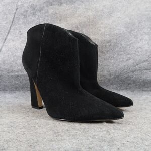 Marc Fisher Shoes Womens 7.5 Booties Point Toe Black Suede Classic Heeled Boots